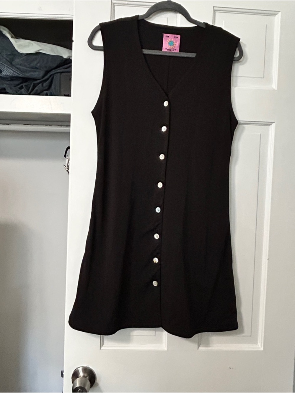 UNIF Black Sleeveless Button Down Dress